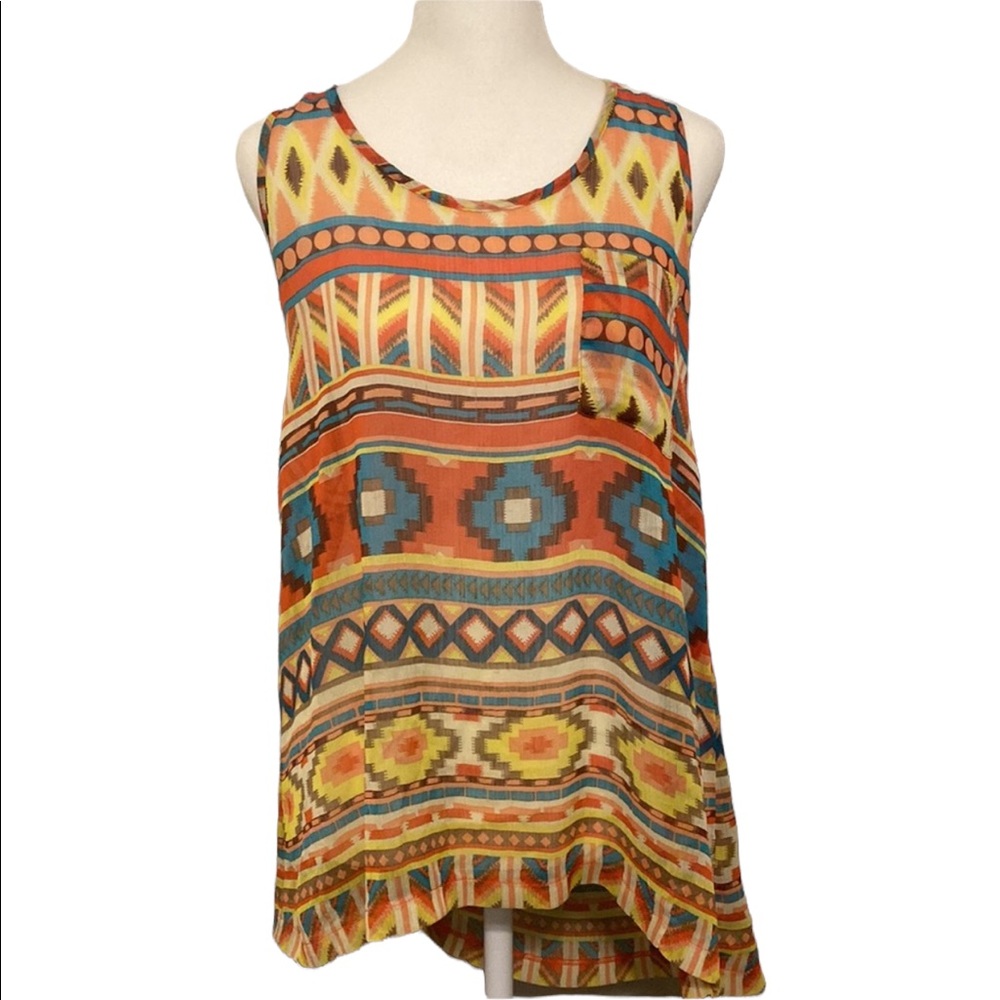 UMGEE tribal western sheer tank top